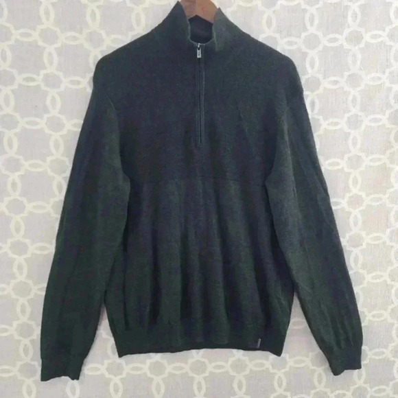 Calvin Klein Merino Wool Blend Green Mock neck Pullover Sweater‎ Men's L - Picture 1 of 8